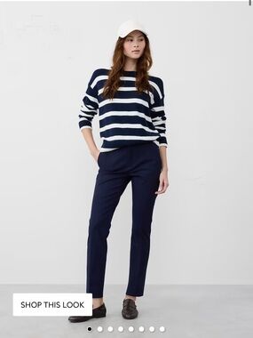 Navy Slim Tailored Sloan Straight High Rise Pants for Women